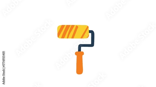 Paint Roller Animation in Flat Vector Style for Labor Day Motion Scene