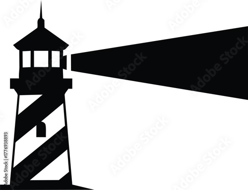 Lighthouse beacon shining brightly guiding ships safely at sea.