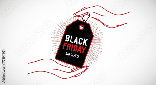 Black friday sale tag held by hands, big deals and shopping concept