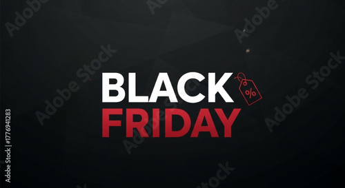 Black friday sale promotion banner on dark background with price tag