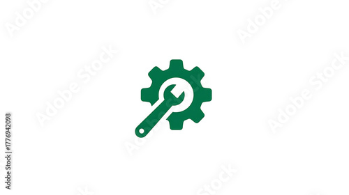 A green gear with a wrench on it