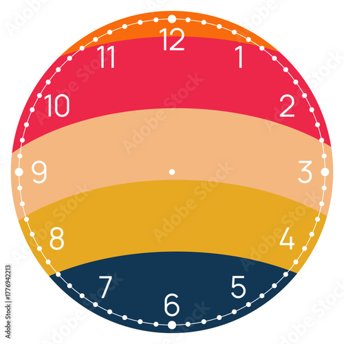 Colorful Retro Clock Face – Vintage Rainbow Style Wall Clock Design