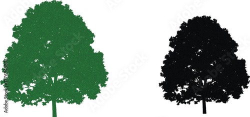 This tree is depicted in a vibrant green color, suggesting it is healthy and full of life. The lush foliage indicates that it is likely in a thriving environment, possibly 