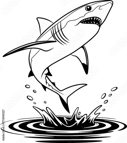 A dynamic illustration of a fish leaping out of the water, showcasing movement and energy. Perfect for fishing designs, logos, or aquatic-themed artwork.