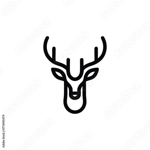 Deer head single line logo