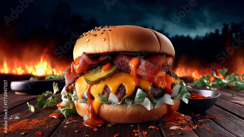 delicious grilled beef burger