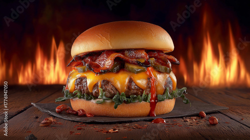 delicious grilled beef burger