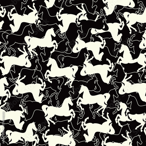 Simple and beautiful horse silhouette textile pattern,