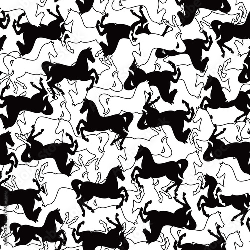 Simple and beautiful horse silhouette textile pattern,