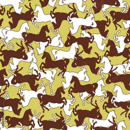 Simple and beautiful horse silhouette textile pattern,