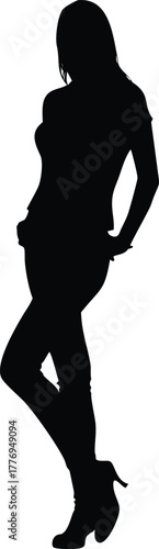 Stylish Woman Silhouette with Hands in Pockets, Confident Female Vector for Fashion and Lifestyle Design