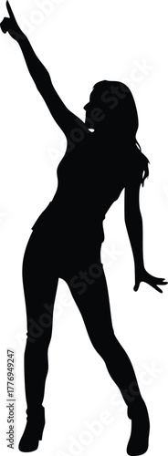 Silhouette of a Woman Dancing with One Arm Raised and the Other Outstretched