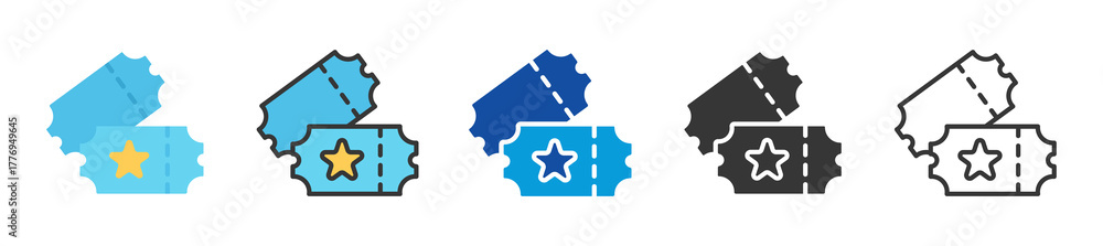 Fototapeta premium ticket icon set multi style various collection