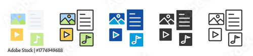 media icon set multi style various collection