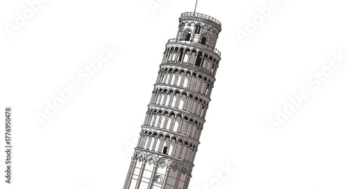 Illustration of the Leaning Tower of Pisa