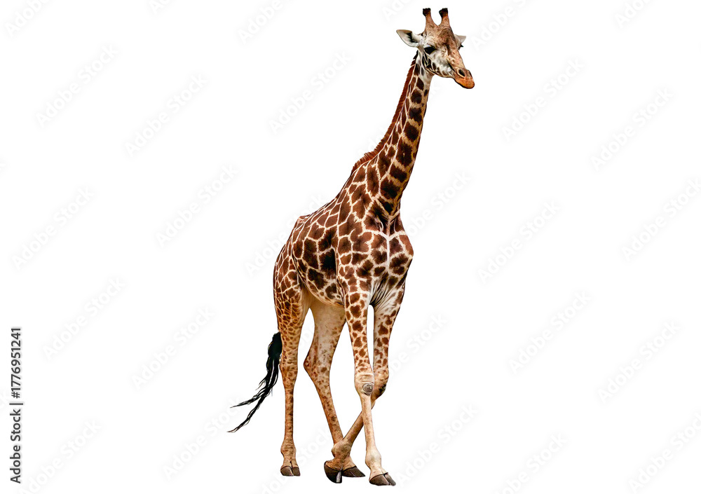 Fototapeta premium Giraffes isolated on a transparent or white background