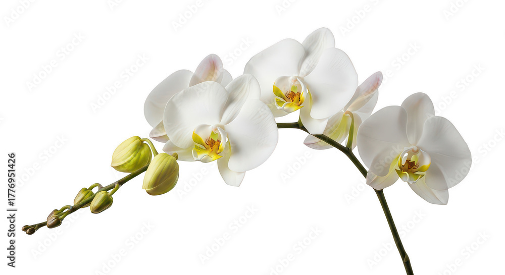 Obraz premium White Phalaenopsis Orchid Flowers And Buds On Black Background