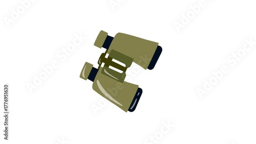 Binoculars Animation in Flat Style for Exploration or Military Footage
