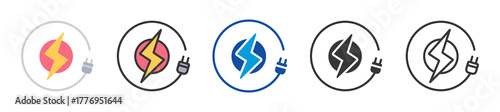 electric power icon set multi style various collection