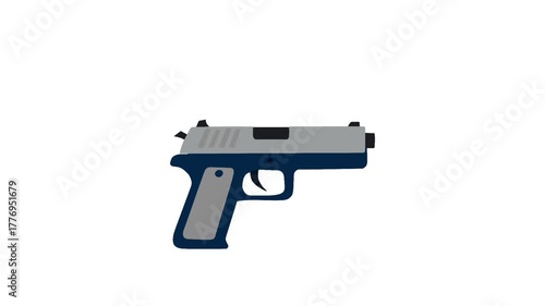 Pistol Animation in Flat Style for Shooting Training Footage