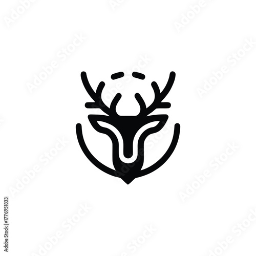 Deer head antler badge emblem
