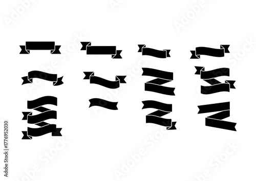 set of black and white silhouettes of different shapes