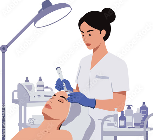 Woman Receiving Facial Treatment From Skincare Professional