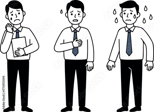 Worried Businessman Collection Flat Illustration Business Stress