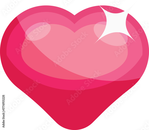 Glossy Pink Heart Icon Symbolizing Love and Health