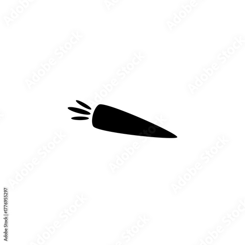Black silhouette of a carrot. Simple vector illustration of a vegetable icon symbolizing food, nutrition, and farming