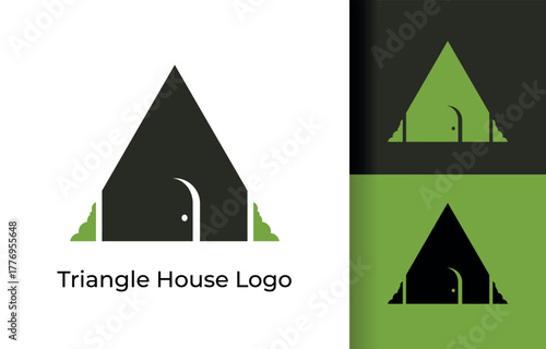 Abstract Minimalist Triangle Home Icon Illustration