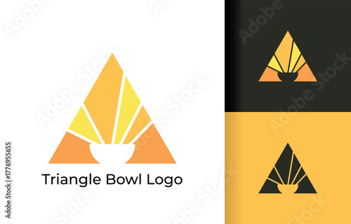 Geometric Sunrise Bowl Logo Design Concept