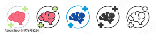 neuro psychology icon set multi style various collection