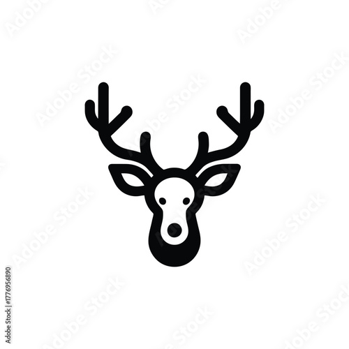 Deer animal head black vector icon