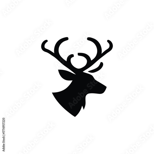 Fierce Deer head with antlers silhouette