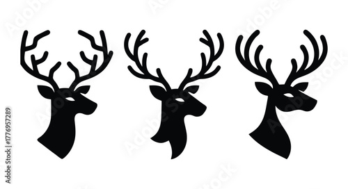 Deer head silhouette antler shapes