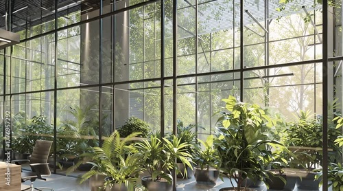 Abstract blurred office interior room. blurry working space with defocused effect. use for background or backdrop in business concept