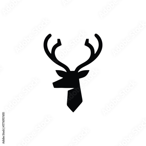 Deer head silhouette with tie