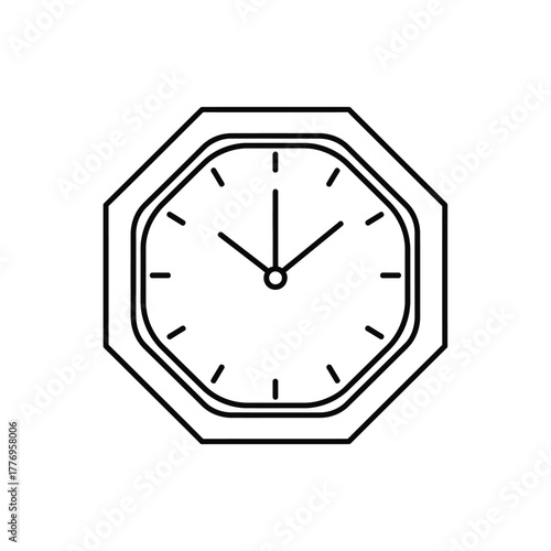 Wall Clock Outline Icon | Timepiece Vector Illustration | Minimal Geometric Clock Design