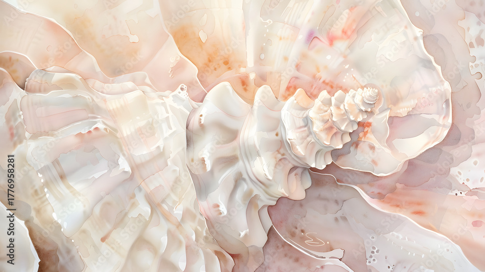 Fototapeta premium close-up watercolor seashell