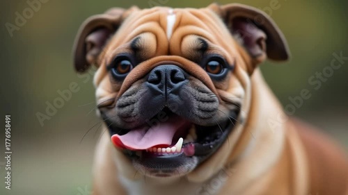 Adorable bulldog puppy with tongue out, ready for playful adventures and capturing hearts everywhere in this heartwarming video moment.