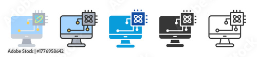 quantum computing icon set multi style various collection