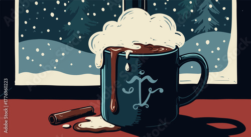 Cozy Winter Hot Chocolate by the Snowy Window