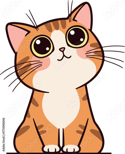 Cute Orange Tabby Cat Vector Flat Illustration