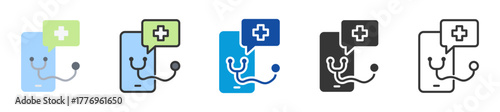 telemedicine icon set multi style various collection