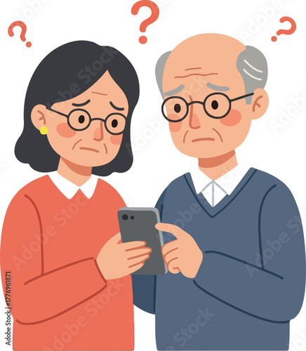 Elderly Couple Confused By Smartphone Technology