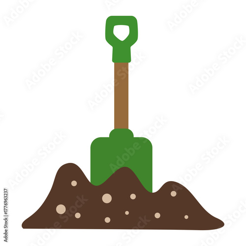 Shovel digging into polluted soil, illustrating remediation efforts and human action against land contamination, perfect for environmental cleanup and awareness visuals.