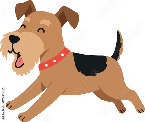 Happy Brown Dog Running Cartoon Vector Isolated Animal Pet Fun