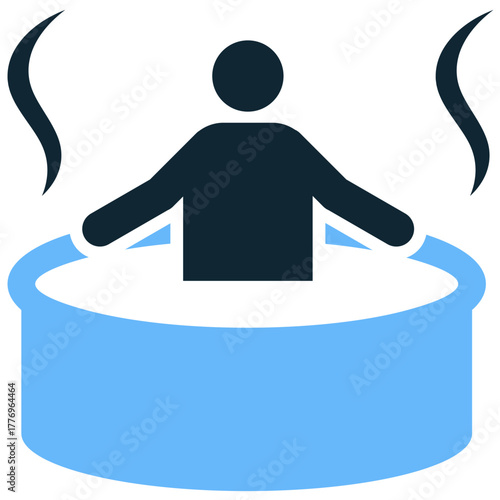 Hot tube icon vector. Represents jacuzzi, hydrotherapy, and water relaxation themes. Ideal for spa services, resorts, and leisure themes related to warm baths.