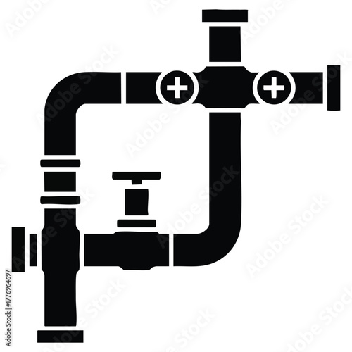 Pipe icon pipe fitting icon water gas oil pipeline plumbing work vector art illustration suitable for construction repair or industrial system themed artwork